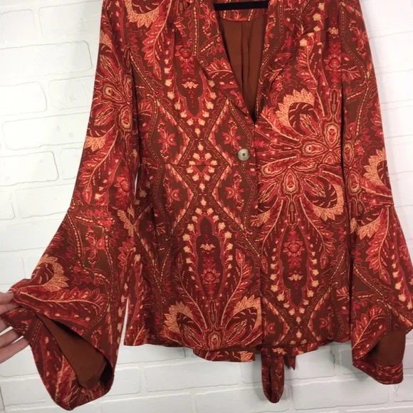 Free People Abigail Blazer Jacket Paisley Boho XS - Picture 8 of 11